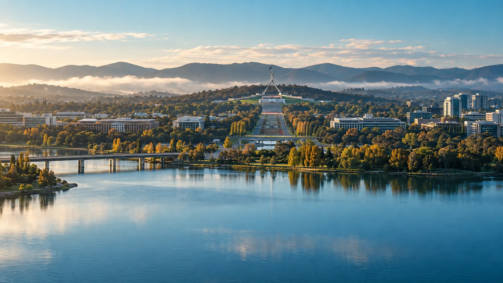 Canberra city view in natural travel light