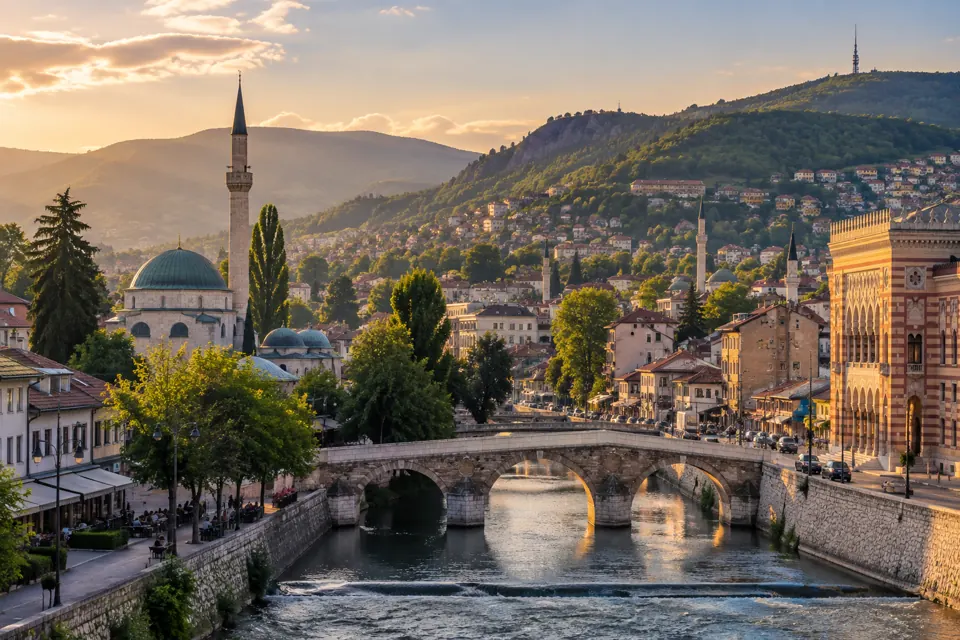Sarajevo city view in natural travel light