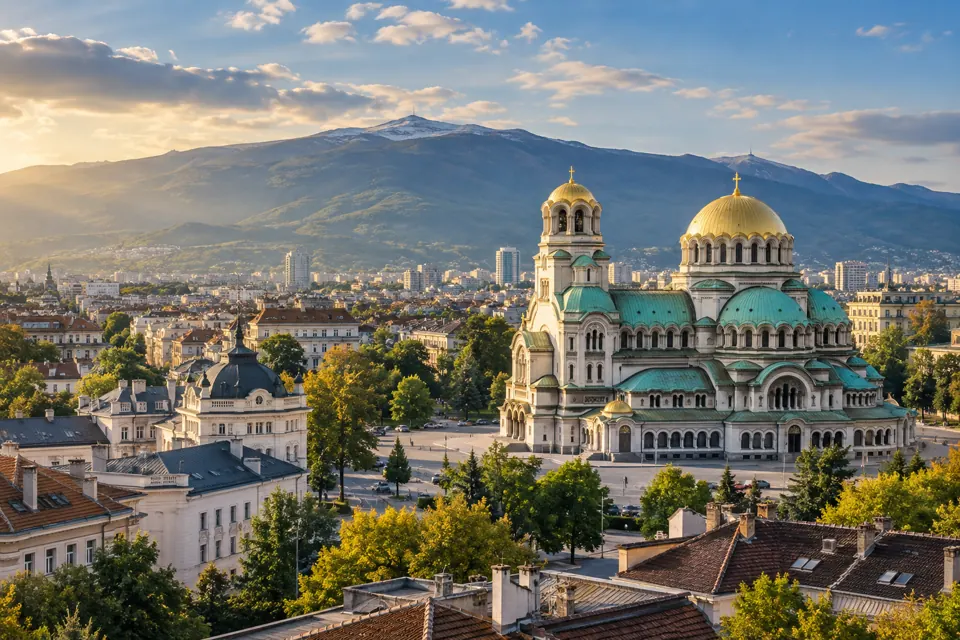 Sofia city view in natural travel light