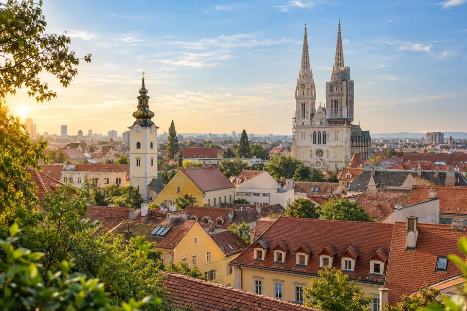 Zagreb city view in natural travel light