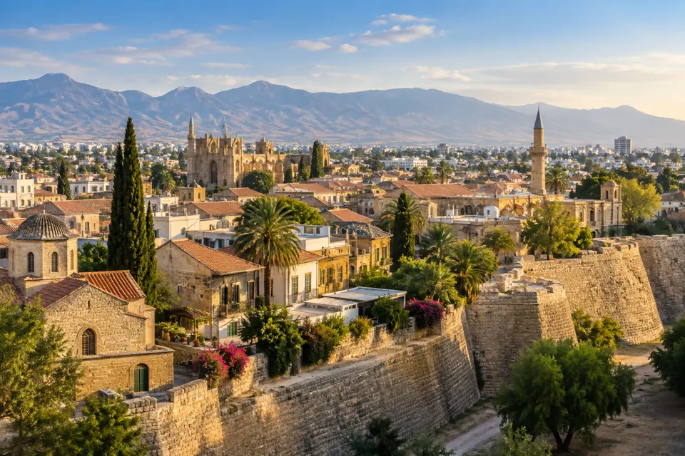 Nicosia city view in natural travel light
