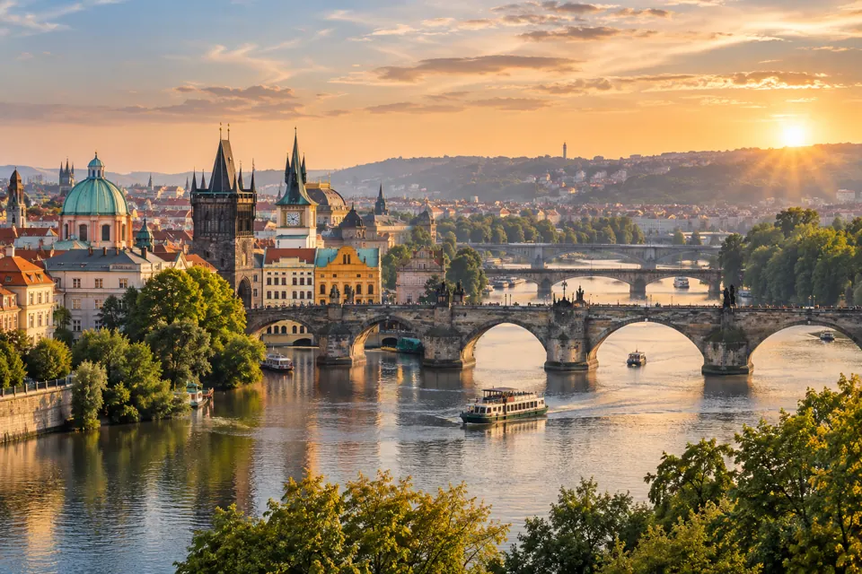 Prague city view in natural travel light