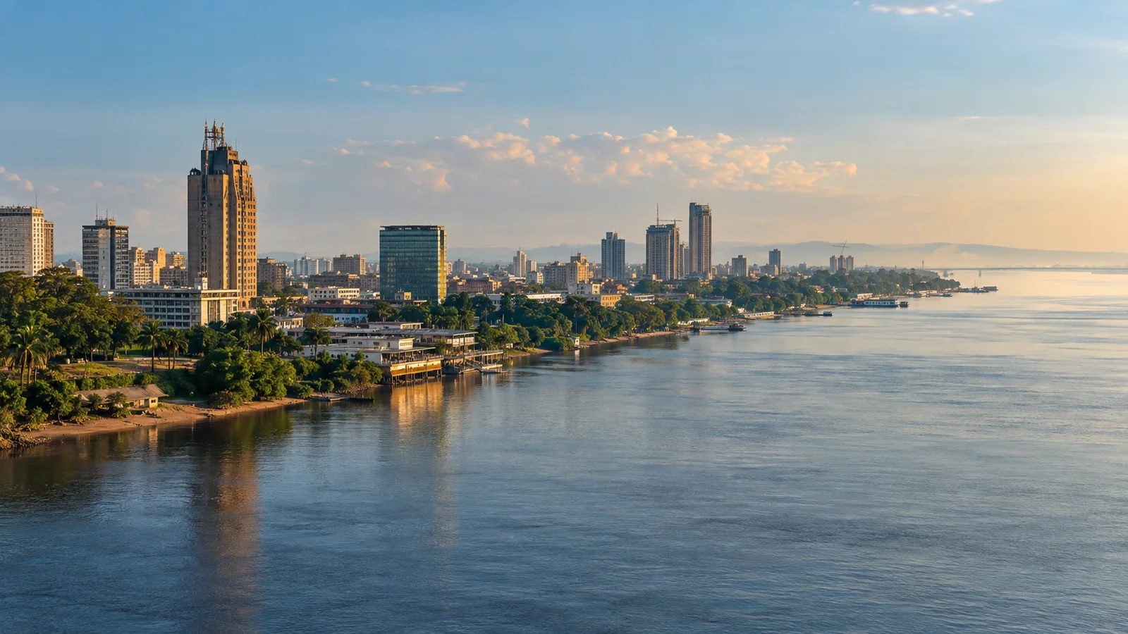 Kinshasa city view in natural travel light