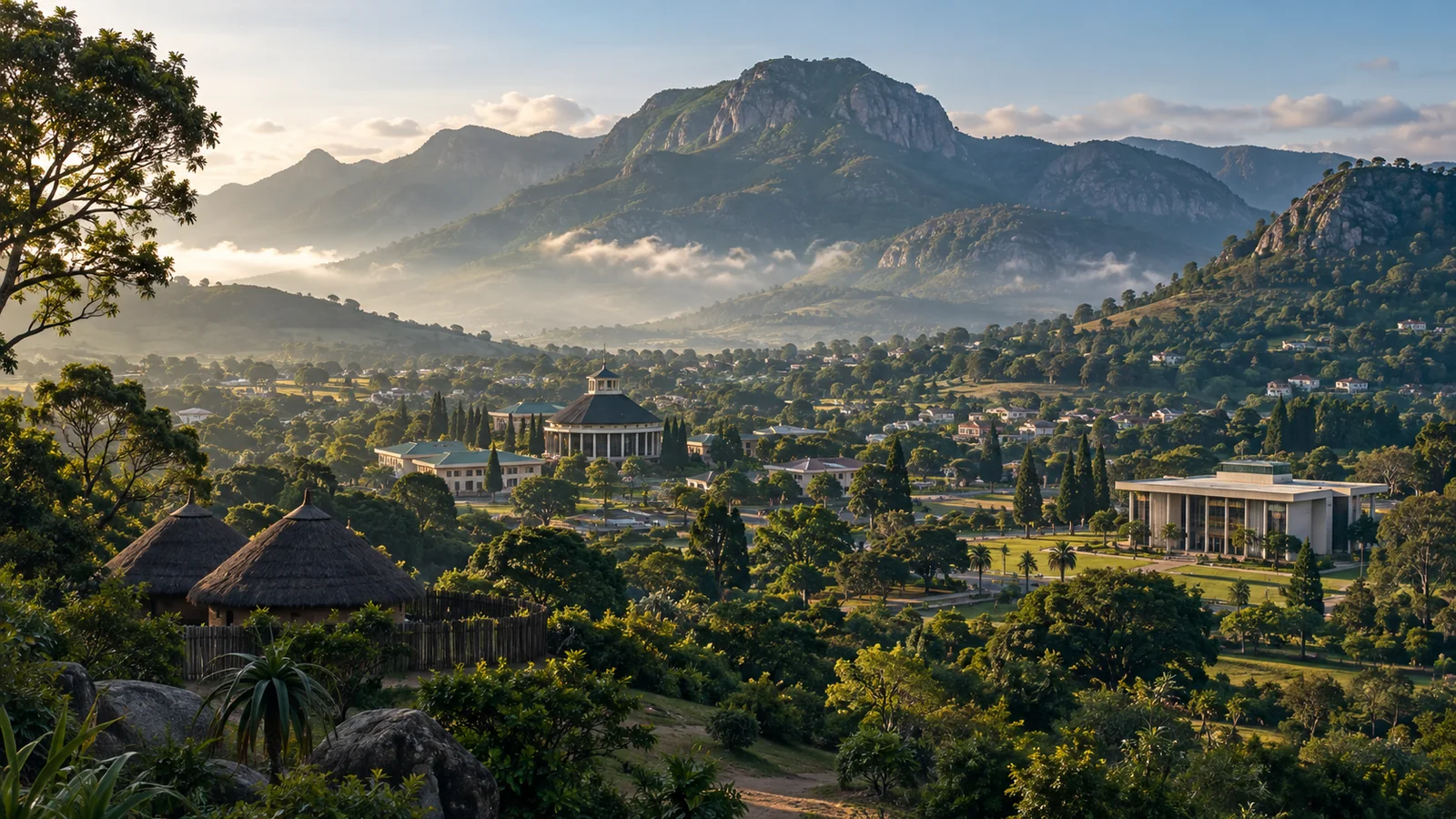 Lobamba city view in natural travel light