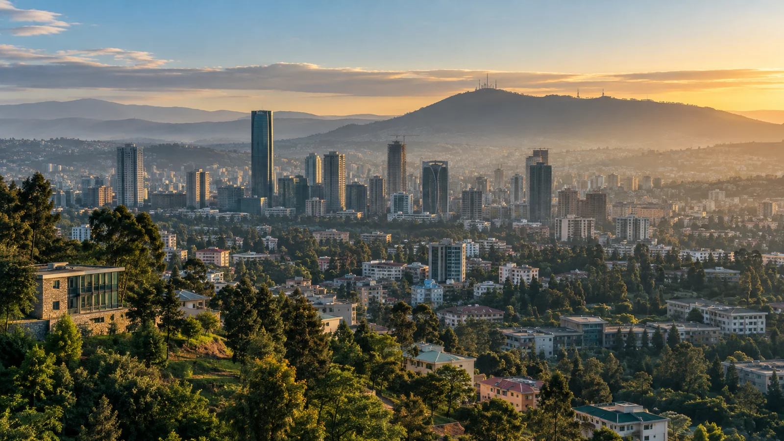 Addis Ababa city view in natural travel light