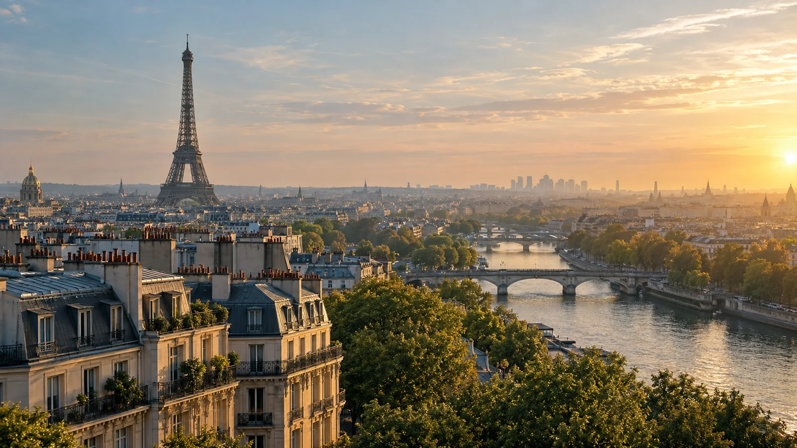 Paris city view in natural travel light