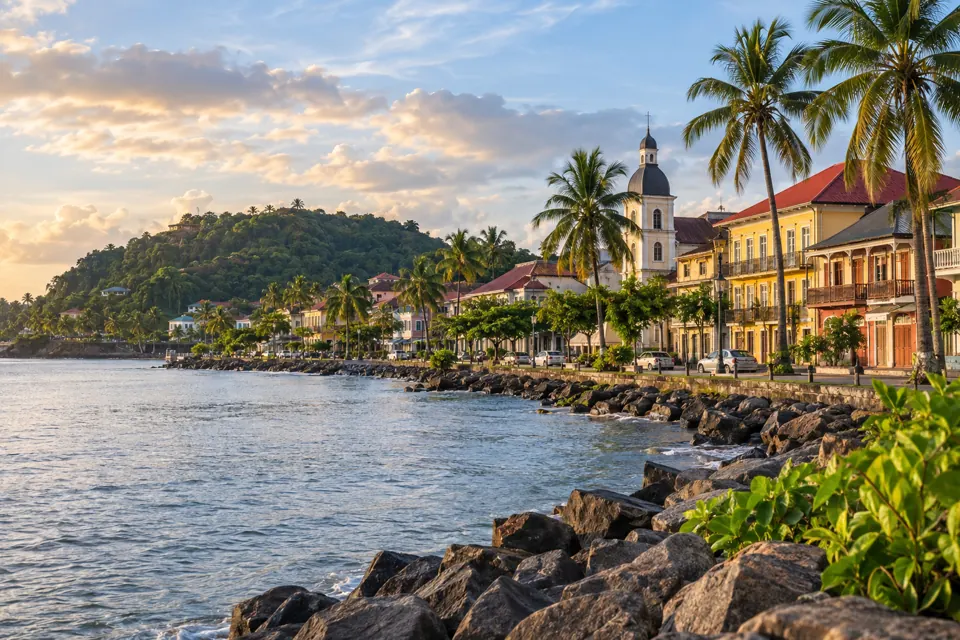 Cayenne city view in natural travel light