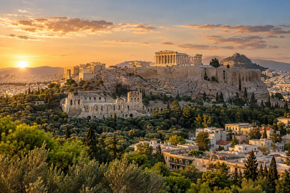 Athens city view in natural travel light