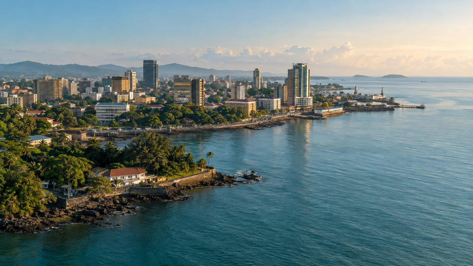Conakry city view in natural travel light