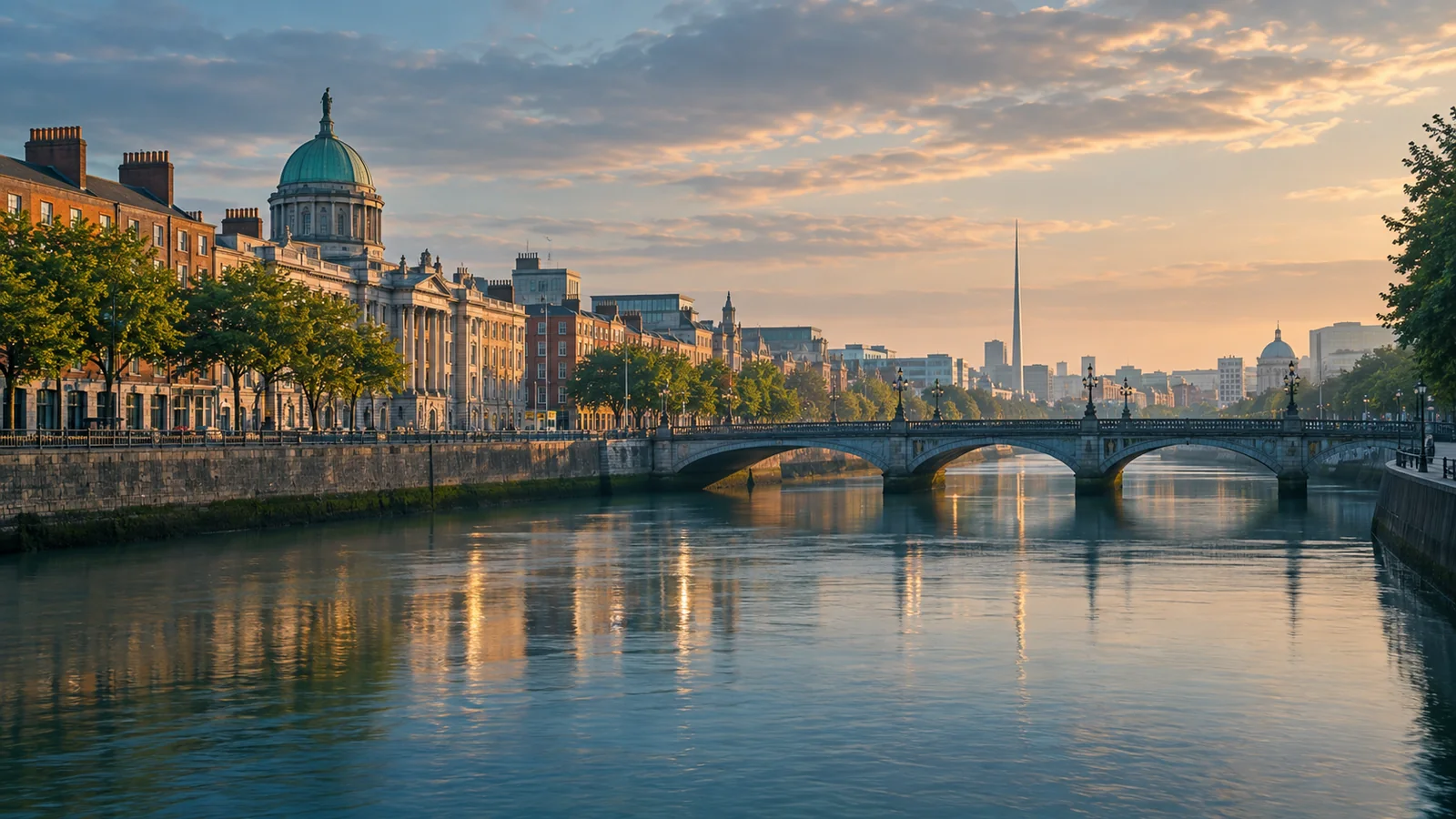 Dublin city view in natural travel light