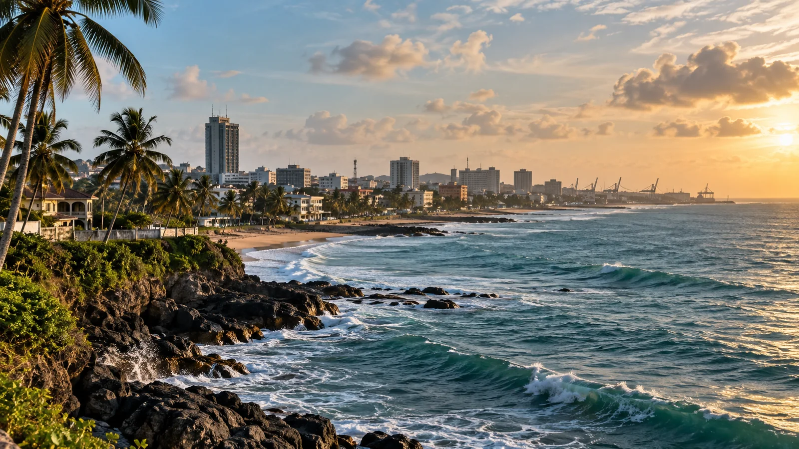 Monrovia city view in natural travel light