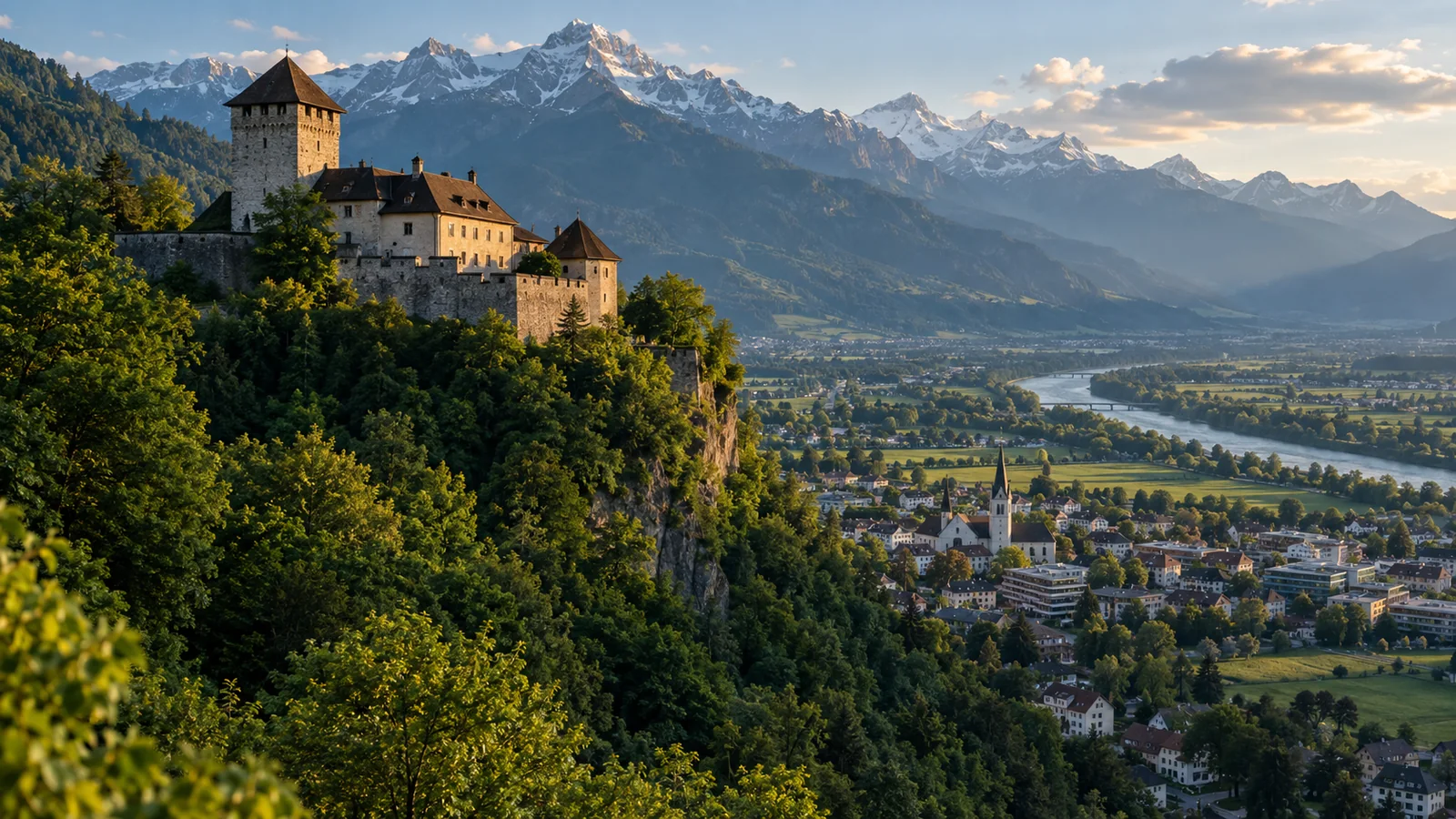 Vaduz city view in natural travel light