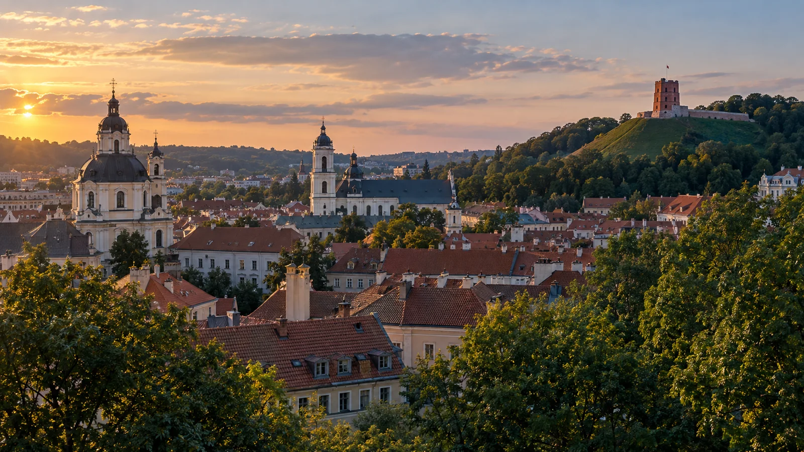 Vilnius city view in natural travel light