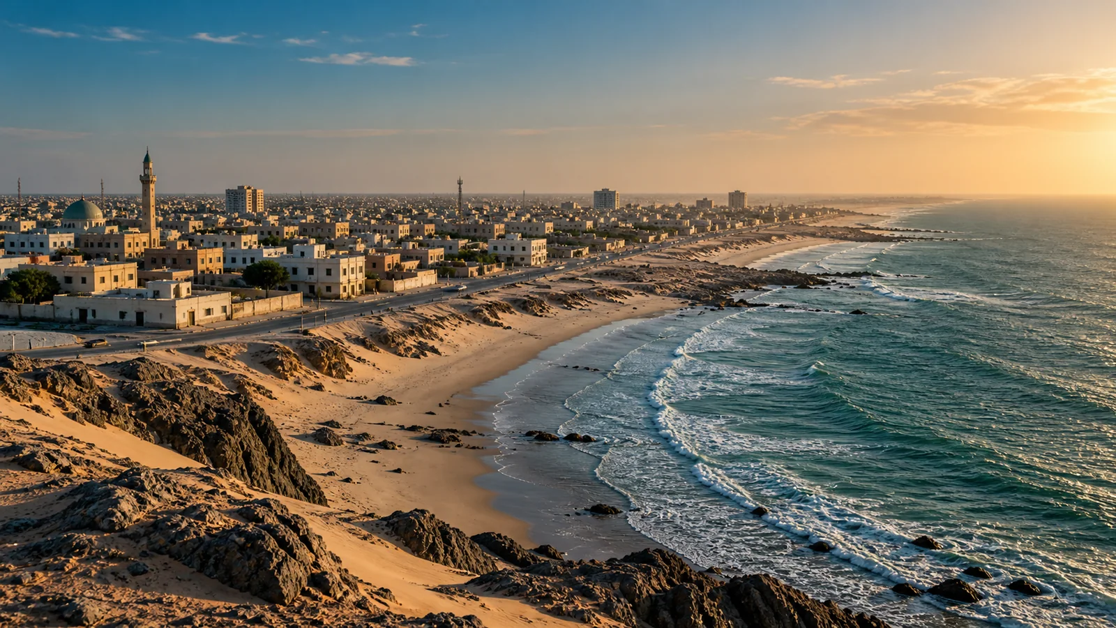 Nouakchott city view in natural travel light