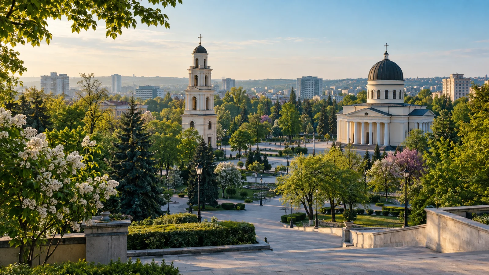 Chișinău city view in natural travel light