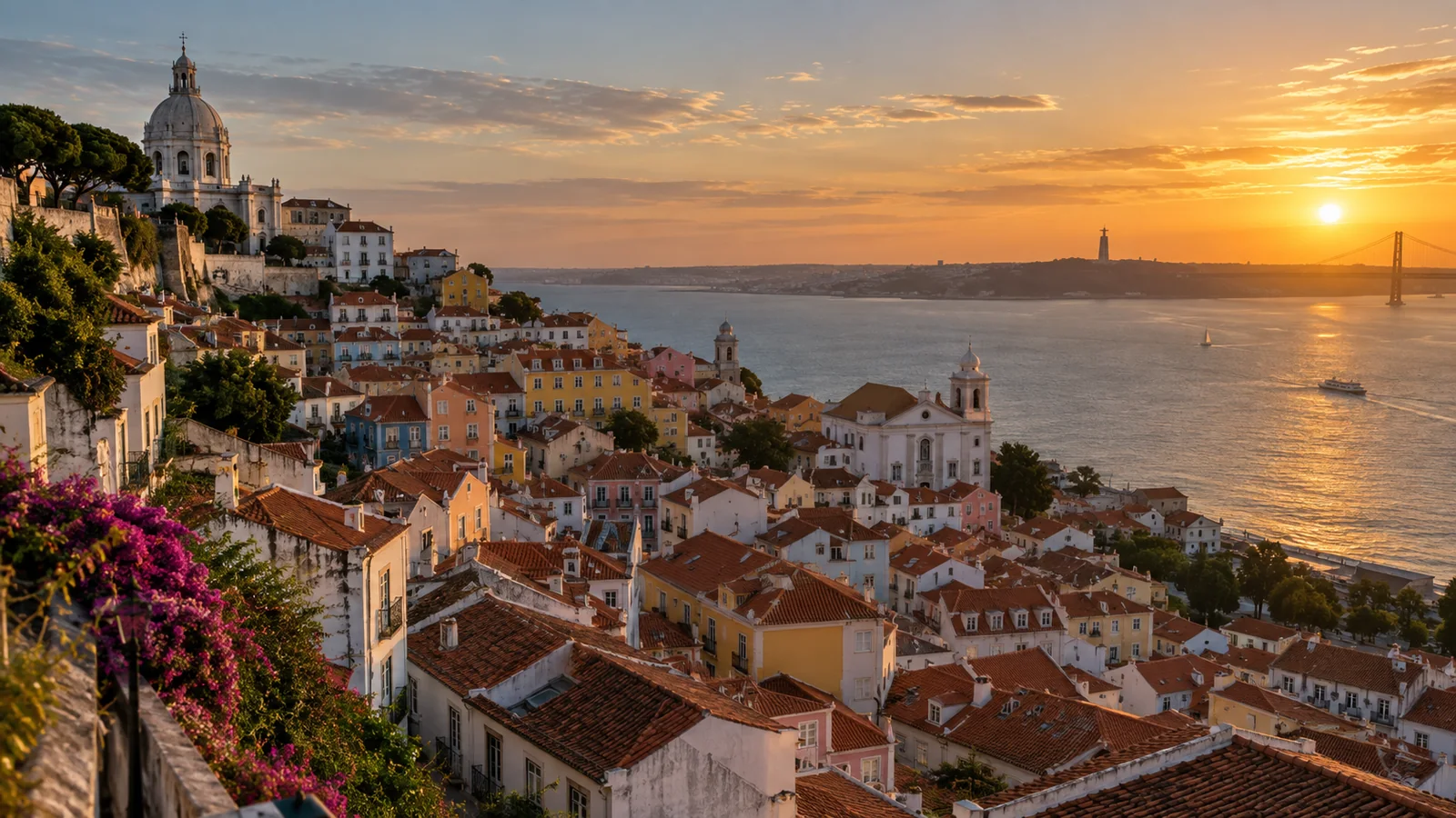 Lisbon city view in natural travel light