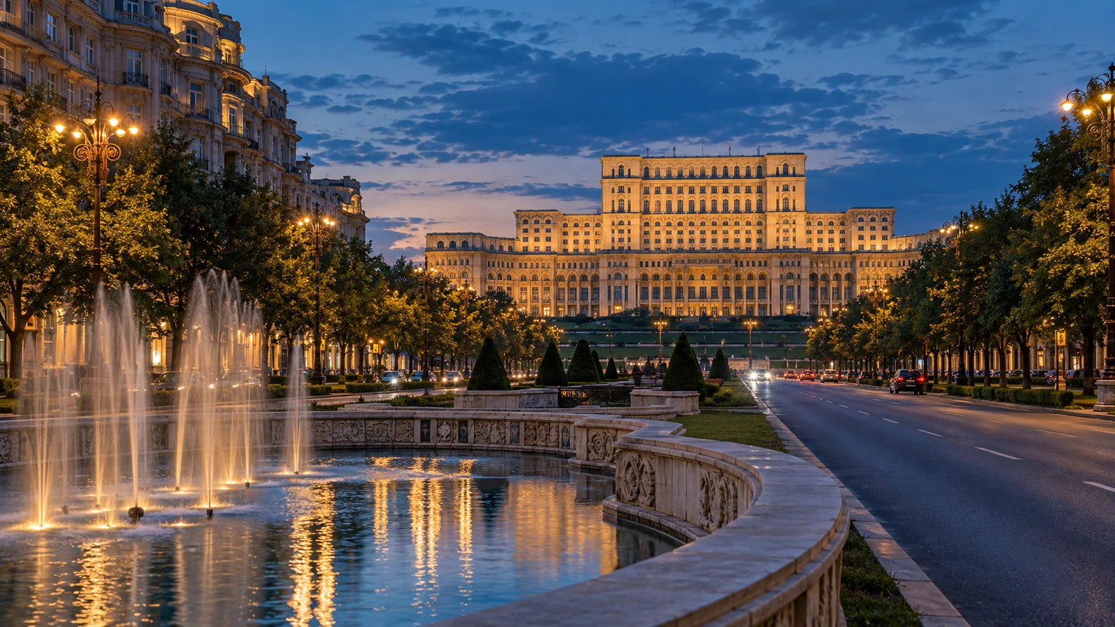 Bucharest city view in natural travel light