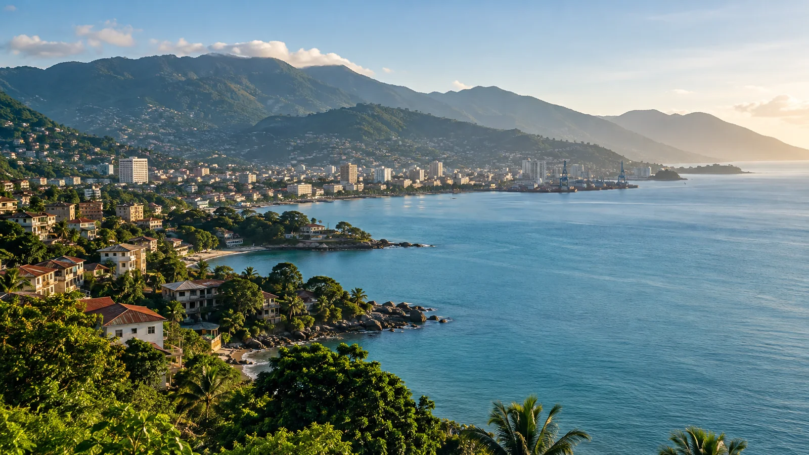 Freetown city view in natural travel light