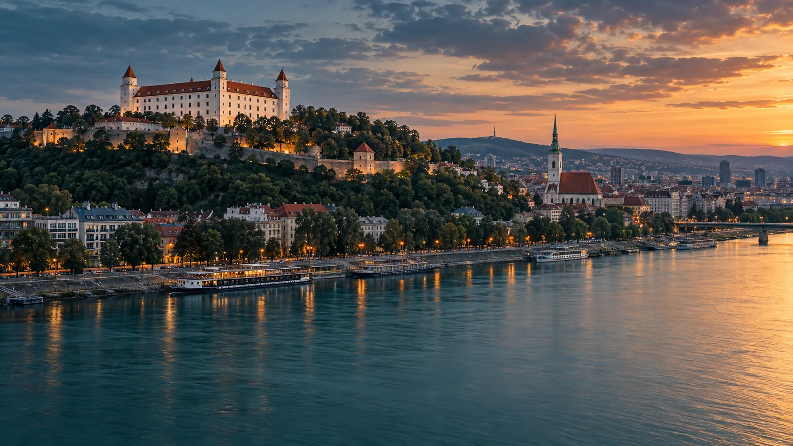 Bratislava city view in natural travel light