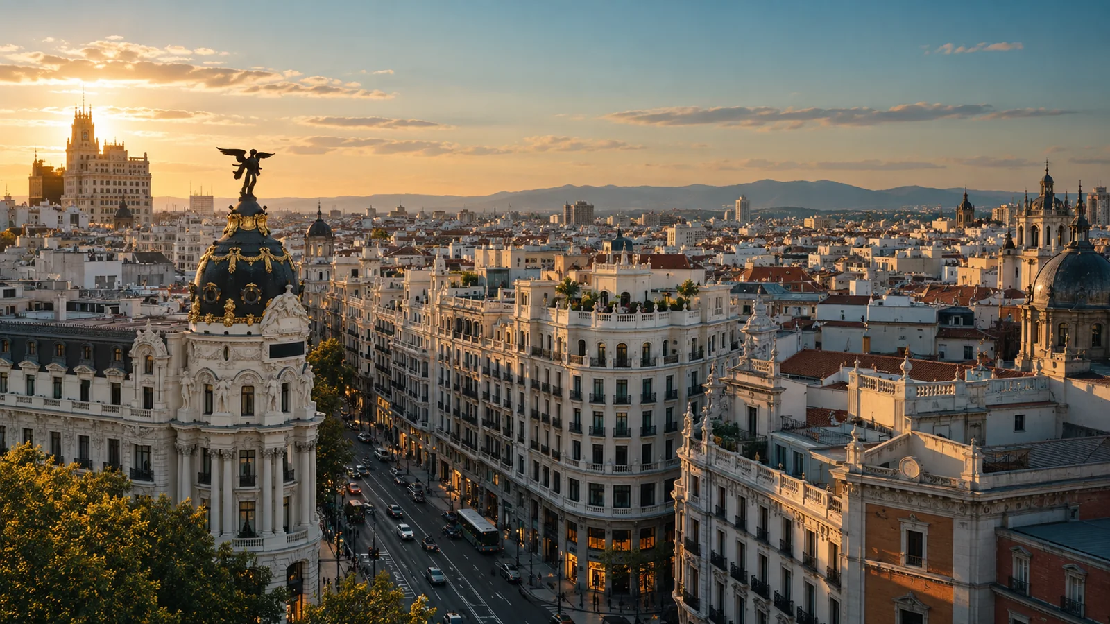 Madrid city view in natural travel light