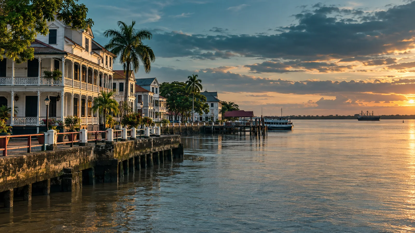 Paramaribo city view in natural travel light