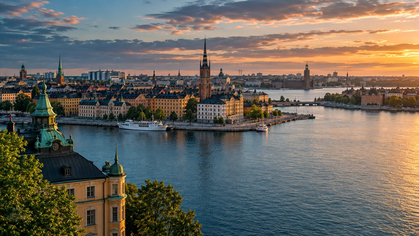 Stockholm city view in natural travel light