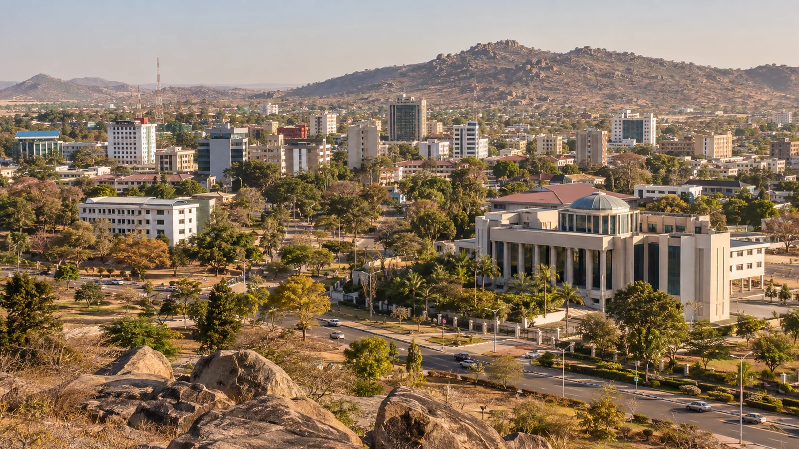 Dodoma city view in natural travel light