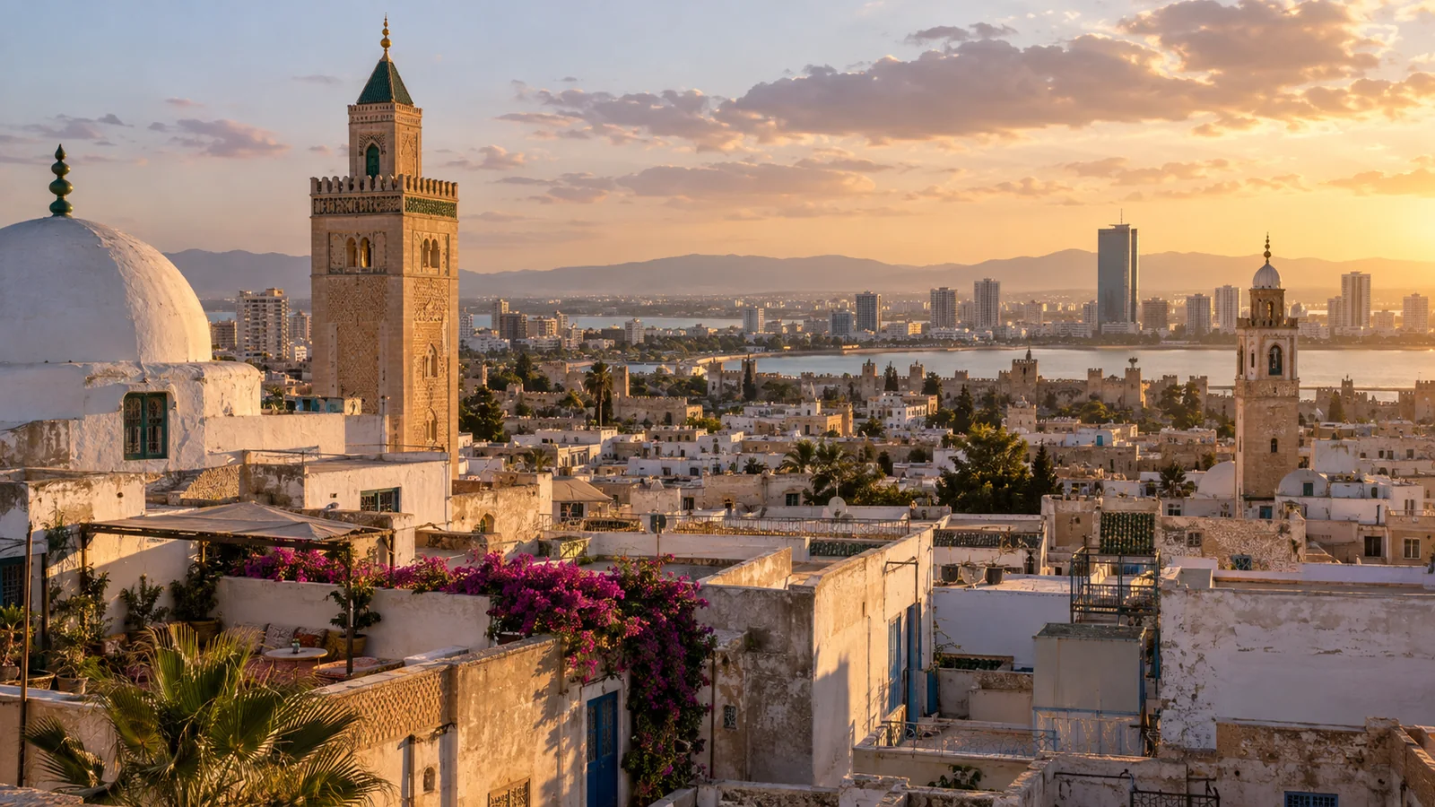 Tunis city view in natural travel light