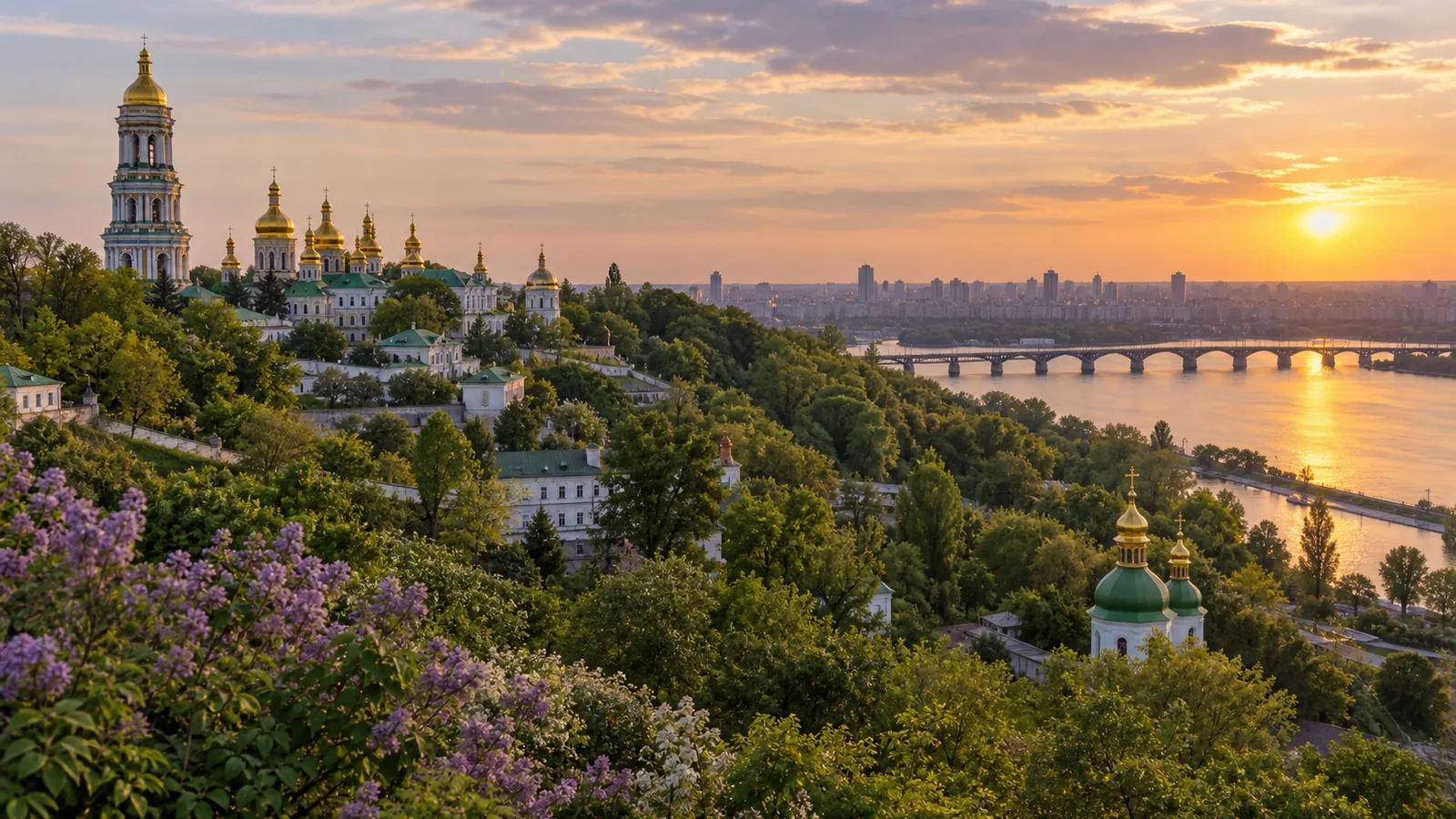 Kyiv city view in natural travel light