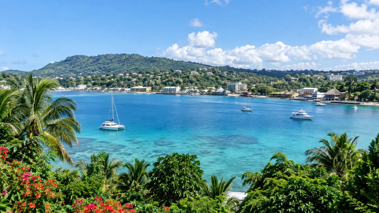 Port Vila city view in natural travel light