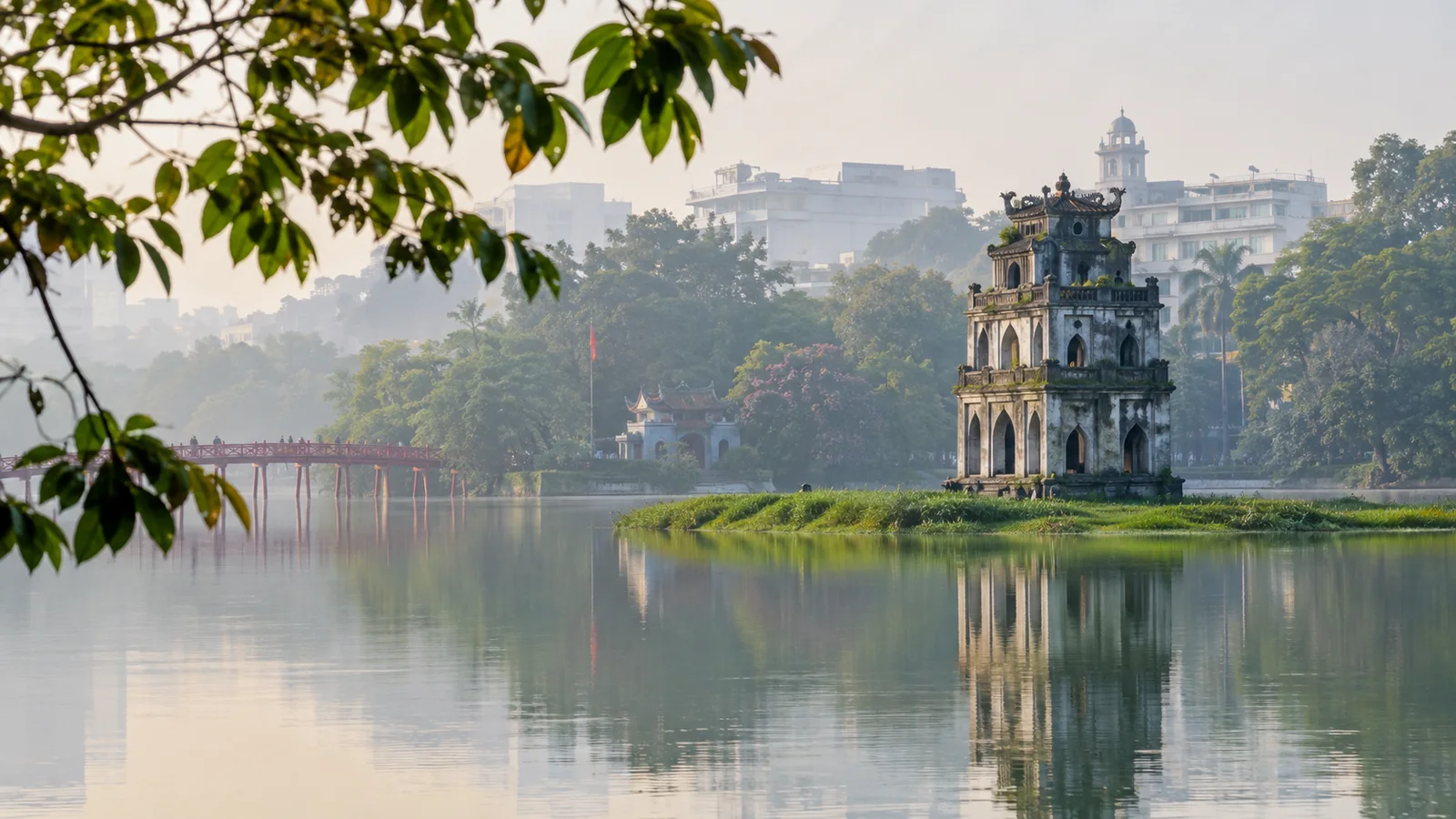 Hanoi city view in natural travel light